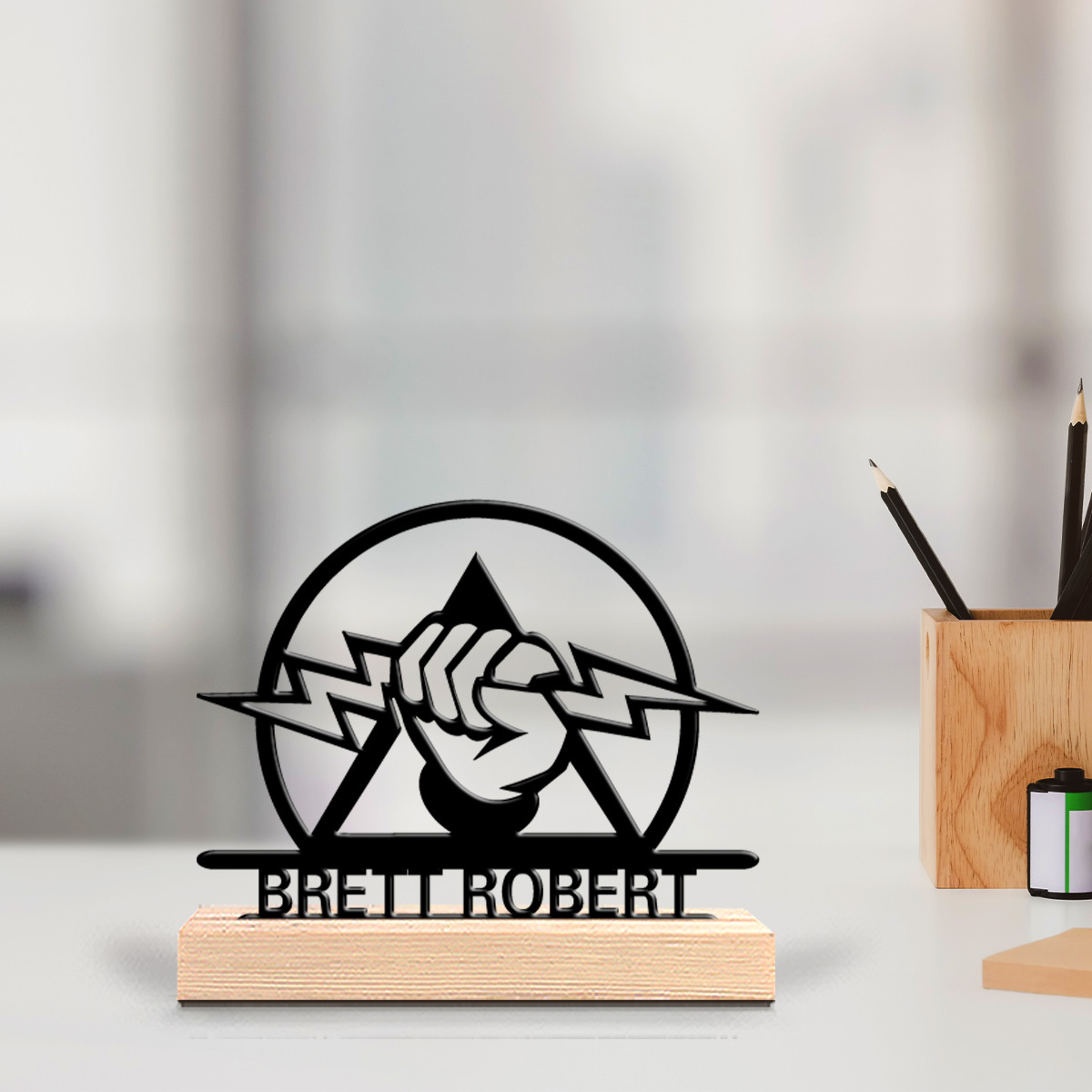 Office Tech For Men - Op maat gegraveerd metalen bureau-bord voor