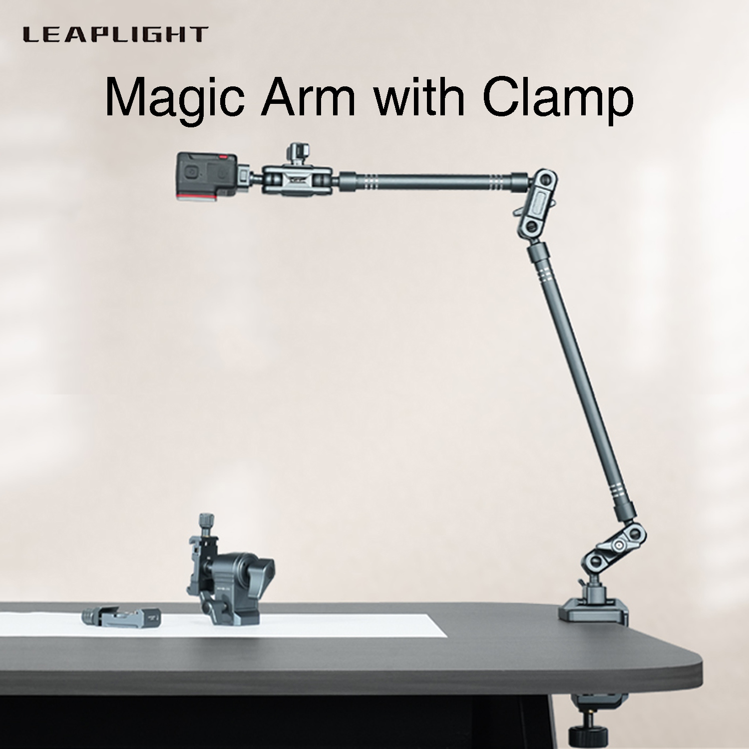 Webcam Stand Clip - LEAPLIGHT Magic Arm W-klem, bovenliggende articulerende