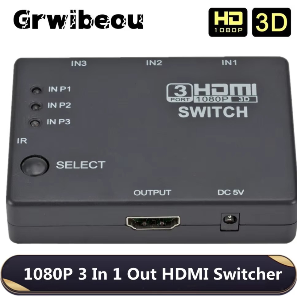Hdmi Matrix Switch - 3x1 HDMI Switcher KVM Switches 1080P