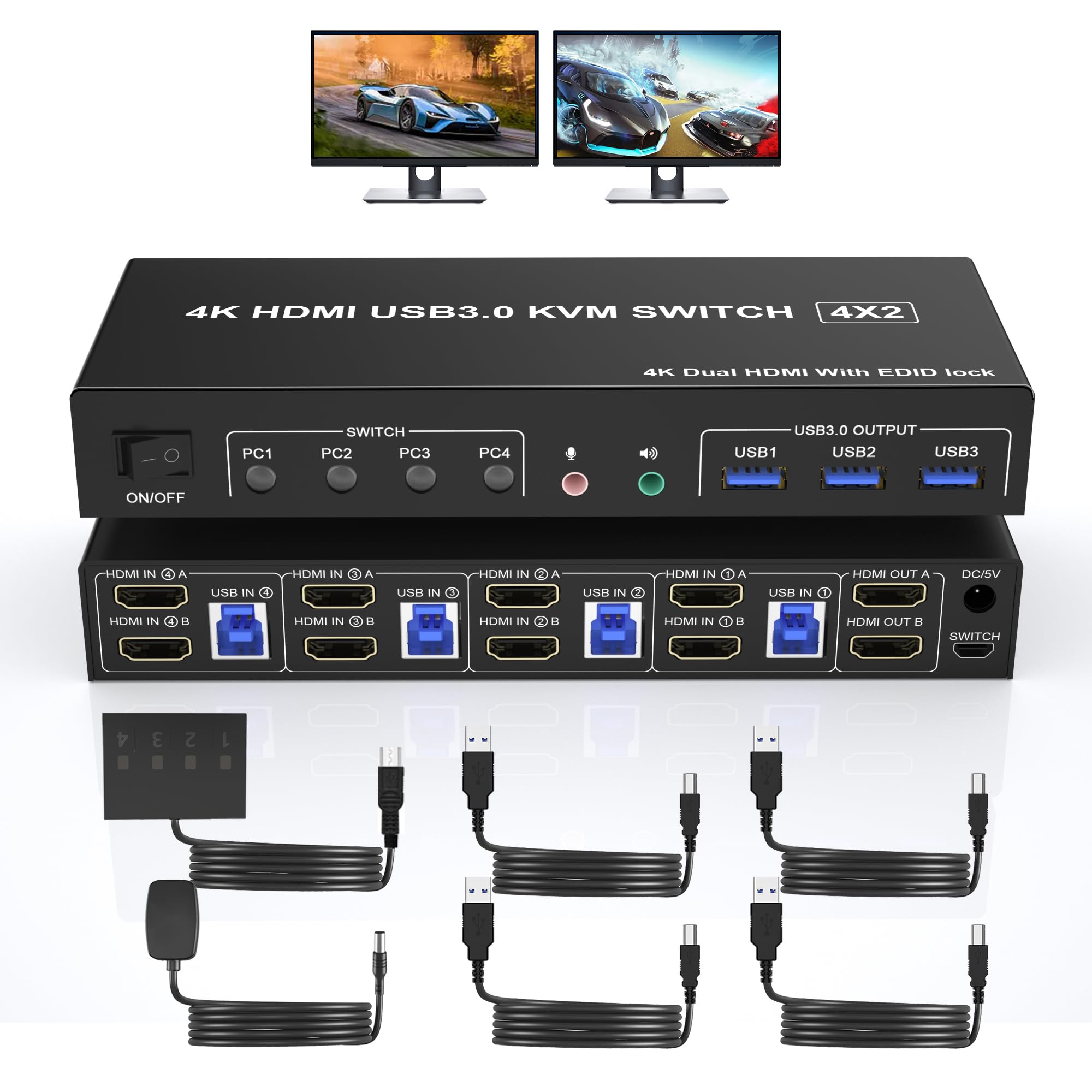 Hdmi Matrix Switch - 4K USB 3.0 KVM-switch HDMI dubbele
