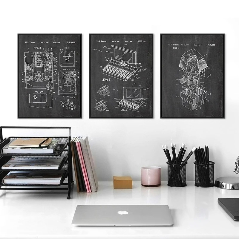 6-delige vintage computerpaten - Office Tech Room recensie en prijs