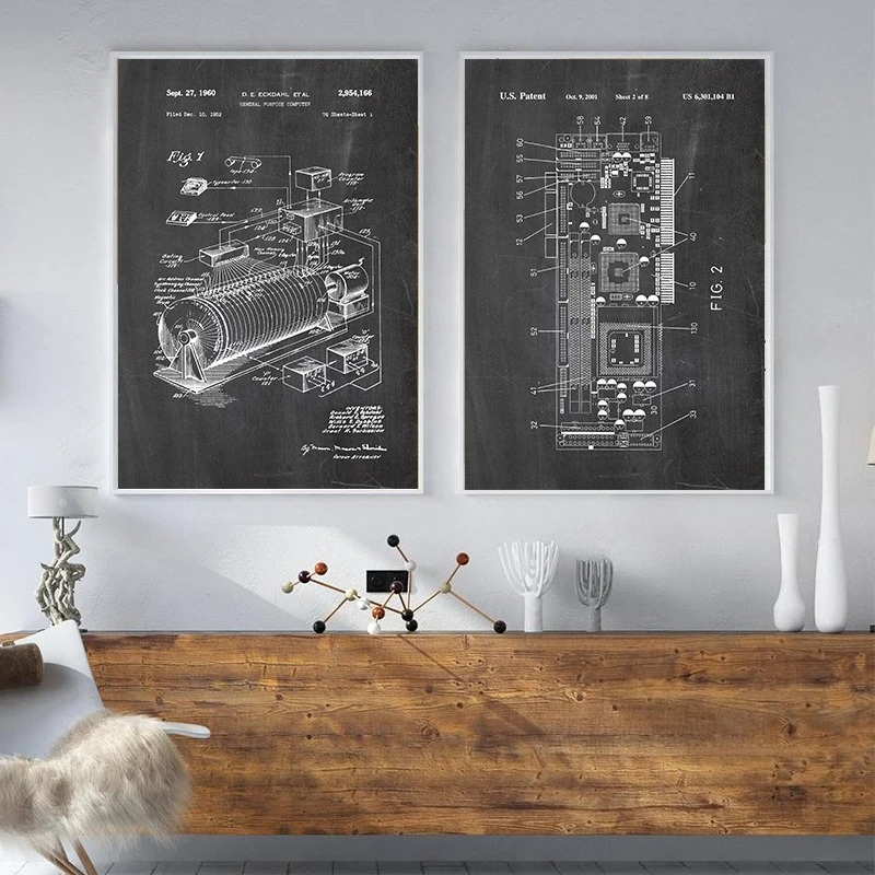 6-delige vintage computerpaten - Office Tech Room recensie en prijs